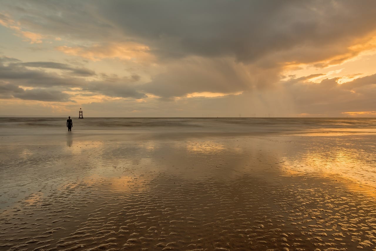 Low tide at the old harbour beach. The pitch was marked out here every other Saturday.